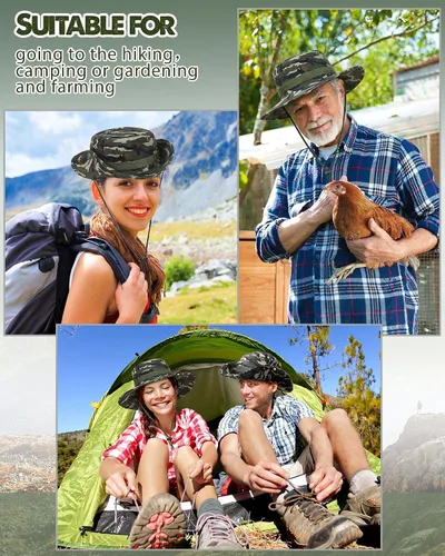Miniatura 7 de Coume 6 sombreros de safari Boonie a granel de ala ancha para hombres y mujeres, gorra de camuflaje Boonie para safari militar senderismo