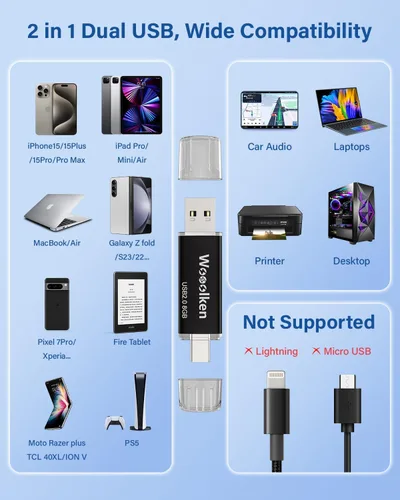 Miniatura 5 de Unidad flash USB C de 8 GB, paquete de 10 unidades flash Wooolken tipo C + USB 2.0 Thumb Drive OTG Memory Stick compatible con iPhone 16/15