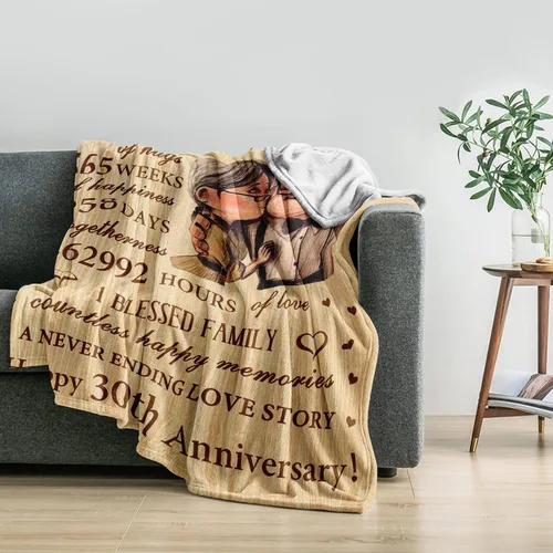 Miniatura 2 de Regalos de 30º Aniversario de Bodas para Parejas, Decoraciones de 30º Aniversario, Regalos de Manta de 30º Aniversario para Esposo Esposa Ella Él