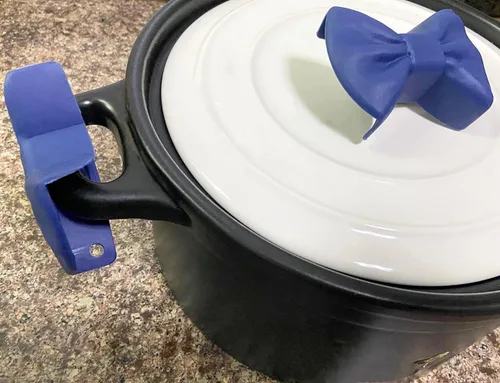 Miniatura 4 de Clip aislante de calor de silicona con pajarita, mini guante para horno, soporte para ollas de protección de dedos, guantes de cocina de cocina, Azul