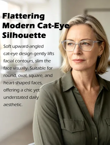 Miniatura 3 de HEEYYOK 0.50 Gafas de lectura para mujeres, 4 unidades, transparentes, diseño ojo de gato, para caras pequeñas, lentes de lectura flexibles