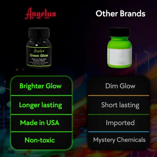 Miniatura 5 de Angelus Pintura verde neón brillante de 1 oz, brillo más brillante, iluminación durante toda la noche, no tóxica, fabricada en Estados Unidos, ideal