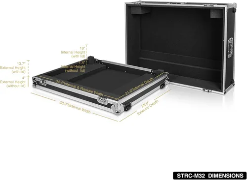Miniatura 6 de Sound Town Estuche Mezclador ATA de Madera Contrachapada con Protección Interior de Espuma y Ruedas Integradas para Mezclador Digital Midas M32 Negro