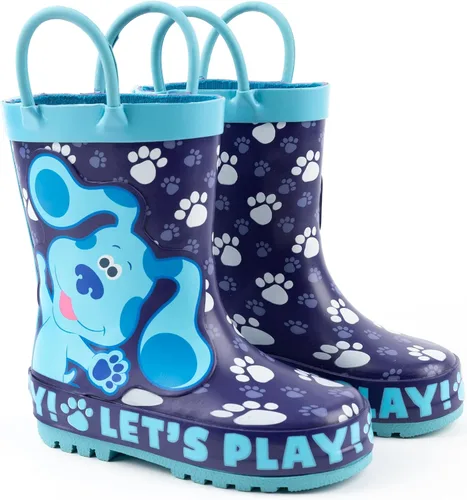 Blue's Clues And You Wellies - Botas de agua para niños y niñas Animated Blue Puppy Lets Play Wellington Botas resistentes al agua Zapatos para