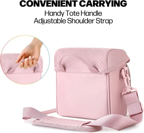 Miniatura 4 de Bolsa bandolera para cámara compatible con Polaroid Now 2ª/3ª cámara instantánea, bolsa cruzada con correa ajustable, color rosa