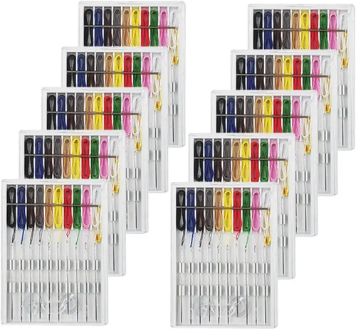 Kit de costura de fijación rápida de 10 cajas, kit de agujas preroscadas fáciles, kits de costura preroscados, agujas preroscadas, agujas