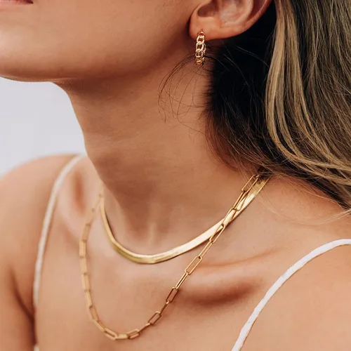 Miniatura 2 de FAXHION Juego de collar de cadena en capas de oro para mujer, 7 collares de gargantilla de serpiente chapados en oro de 14 quilates, collar