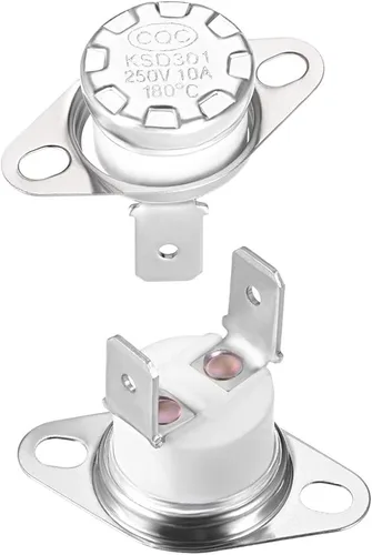 Miniatura 28 de uxcell KSD301 Termostato 266.0 °F/266°F 10A Normalmente Cerrado N.C Ajuste Snap Disc Interruptor de temperatura para microondas, horno, cafetera 2
