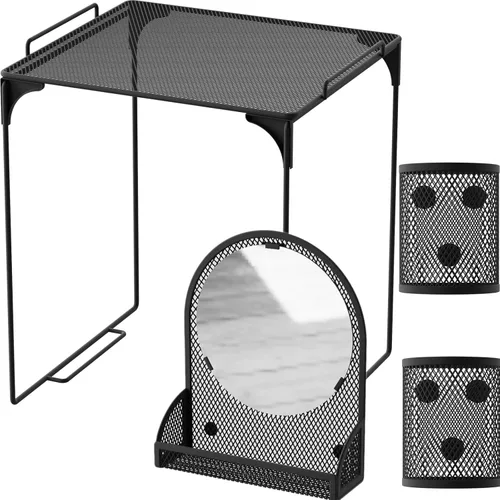 Svartur Estante de casillero con espejo magnético para casillero y 2 vasos magnéticos para lápices, organizador de casillero para trabajo, kit de