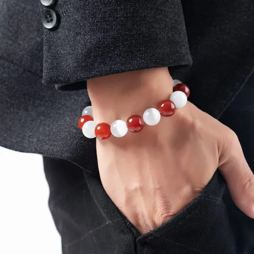 Miniatura 3 de BESTMVP Agate Crystal Natural Stone Relax Anxiety Crystal Beaded Men Women Stretch Bracelet Unisex