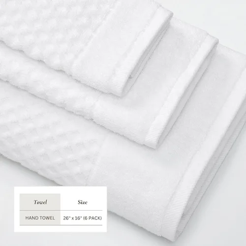 Miniatura 4 de Great Bay Home - Toallas de mano 100% algodón blanco, 6 toallas de baño suaves para manos, altamente absorbentes y de secado rápido, colección