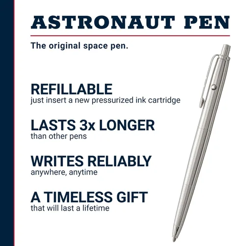 Miniatura 2 de Fisher Space Pen Pluma Espacial Original de Astronauta, Serie AG7, Esferográfica, Cromada, Tinta Negra, Clip de Bolsillo, Caja de Regalo Cromo