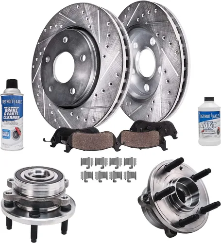 Miniatura 17 de Detroit Axle - Kit de freno delantero para Ford Explorer Mercury Mountaineer 2002-2005 Bujes de rodamiento de rueda perforados y ranurados rotores