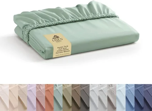 Miniatura 43 de Sábana bajera de 100% algodón percal, tamaño King, verde salvia, 1 sábana bajera con bolsillos profundos, ropa de cama fresca y resistente, 78 x 80