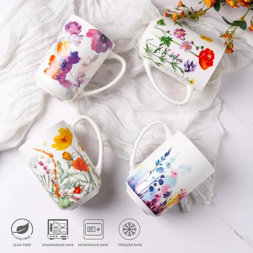 Miniatura 7 de AmorArc Taza de Té de Porcelana con Infusor y Tapas, Taza Grande de 18 Oz con Colador y Soporte para Bolsa para Té de Hojas Sueltas, Taza de Café