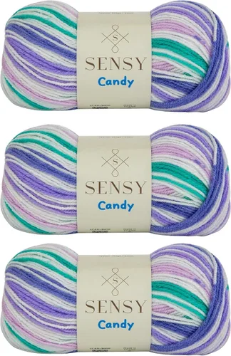 Miniatura 10 de Sensy Candy Yarn - Hilo de 5 madejas, 3.5 onzas, 251 yardas, multicolor para ganchillo y tejido, calibre ligero 3