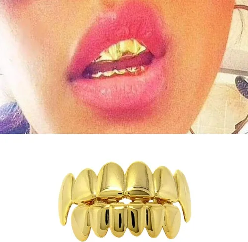 Miniatura 5 de NUOBESTY Parrillas doradas de dientes Hip Hop para boca superior inferior, Metal