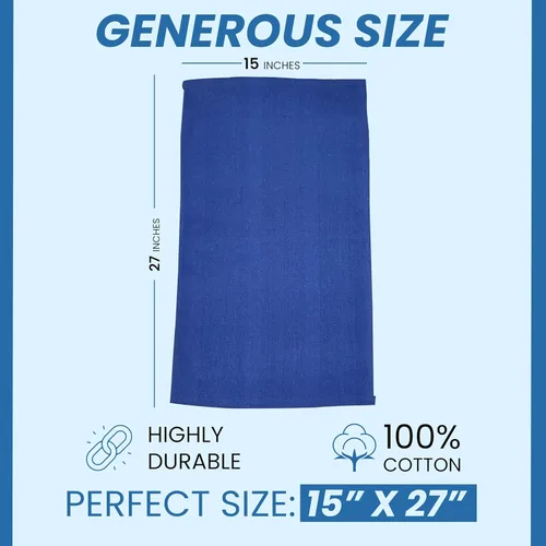 Miniatura 3 de Toallas Blue Huck de alta calidad, paquete de 24, 15 x 27 pulgadas, 100% algodón, a granel para limpieza general, tienda de automóviles y uso Azul