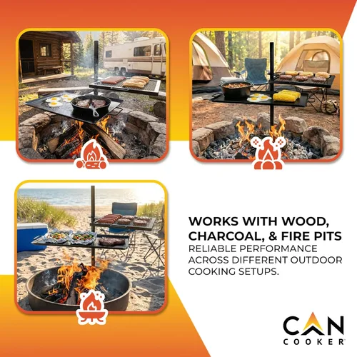 Miniatura 6 de GameMaker Parrilla de Cocina de Fuego Abierto – Parrilla de Fogata Portátil para Cocina de Llama Abierta, Fogatas, Anillos de Fuego al Aire Libre
