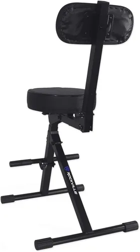 Miniatura 5 de Rockville RDS42 - Silla de guitarra DJ portátil ajustable con respaldo acolchado Foldable Steel Frame, 12" Padded Seat, Footrest, 300 lb Capacity