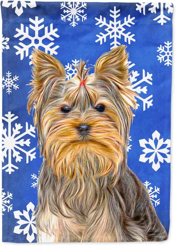 Miniatura 49 de Caroline's Treasures SC9374GF Bulldog English Snow flakes Holiday Garden Flag Buzón Bandera decorativa para patio exterior, patio, obras de arte