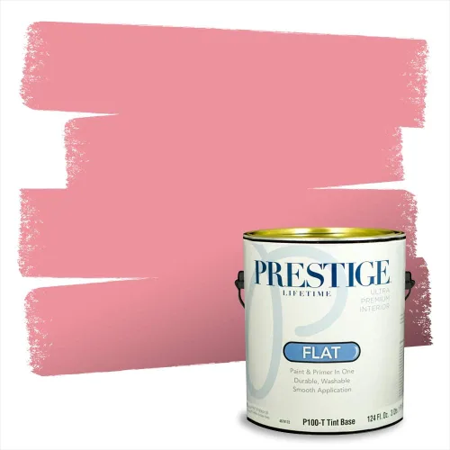 Miniatura 177 de Prestige Paints E100-T-SW6591 Pintura exterior e imprimación en uno, 1 galón, plano, combinación comparable de Sherwin Williams Amaryllis, 1 galón