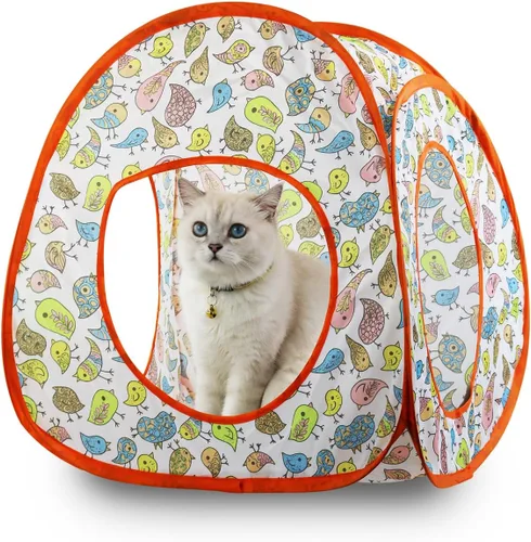 Miniatura 11 de Andiker Tienda para gatos, túnel de gatos con 3 agujeros seguro y fuerte, lindo túnel plegable fácil de transportar para gatos de interior, gatitos