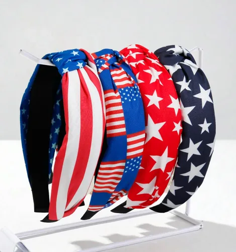Miniatura 2 de Huachi Bandas para la cabeza con bandera americana para mujeres, anudadas, accesorios de diadema del 4 de julio para mujeres, banda patriótica