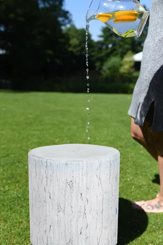 Miniatura 2 de Delsit Puf otomano para exteriores, taburete impermeable para uso en interiores y exteriores, reposapiés redondo con funda extraíble, decoración