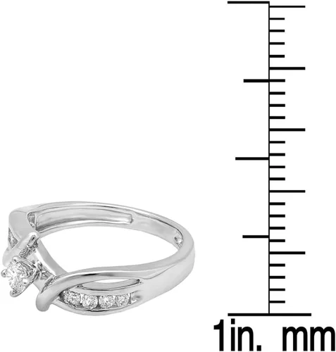 Miniatura 4 de Dazzlingrock Collection Anillo de compromiso de oro de 10 quilates con diamante redondo de 0,26 quilates (quilates)