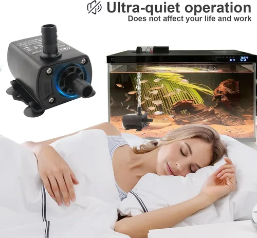 Miniatura 4 de Bomba de agua sumergible con cable USB de 4.9 pies, bomba de agua ultra silenciosa para acuario con elevación de 9.8 pies de altura para tina