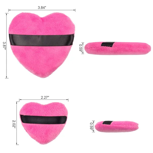 Miniatura 3 de OIIKI 4 esponjas de maquillaje, esponja de algodón en polvo, para herramientas de maquillaje, licuadora, en forma de amor con correa, para 2 piezas