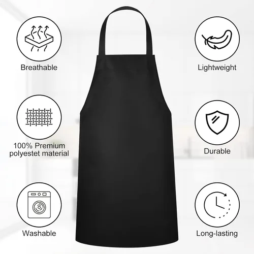 Miniatura 3 de Paquete de 24 delantales con peto, delantales unisex, sin bolsillo, lavables a máquina, delantales lisos para mujeres, hombres, cocineros, cocina