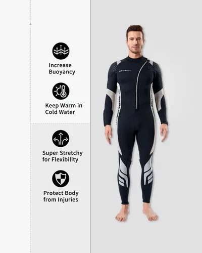 Miniatura 2 de Seaskin Trajes de neopreno para hombres y mujeres de 3 mm con cremallera frontal, traje de neopreno completo