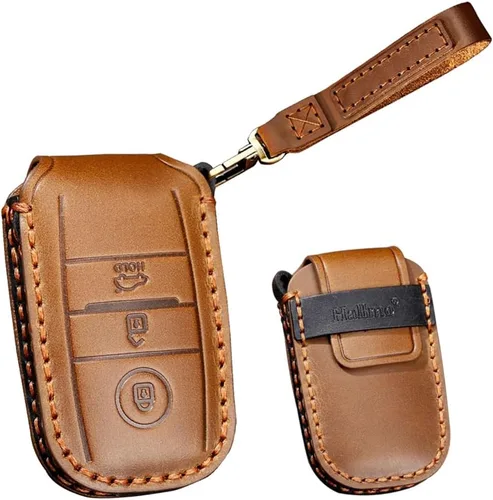 Miniatura 8 de Funda de cuero para llavero inteligente para Kia K3 K5 Cerato Sorento Llavero Bolsa de llaves Accesorios de coche 3 botones azul
