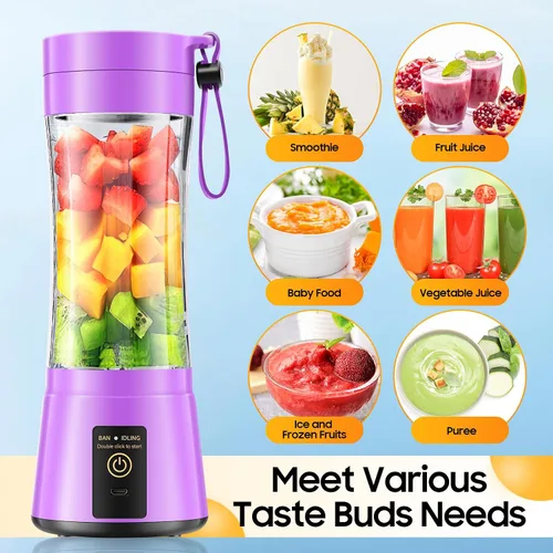 Miniatura 2 de Licuadora portátil inalámbrica de tamaño personal, licuadora de 12 onzas para batidos y batidos con taza de jugo de viaje sin BPA, 6 cuchillas