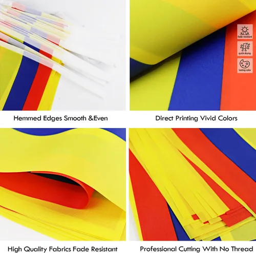 Miniatura 3 de Banderín de bandera de Colombia – 38 banderas, 42 pies, pequeñas banderas colombianas para decoración del país, escuela, fiesta, eventos deportivos