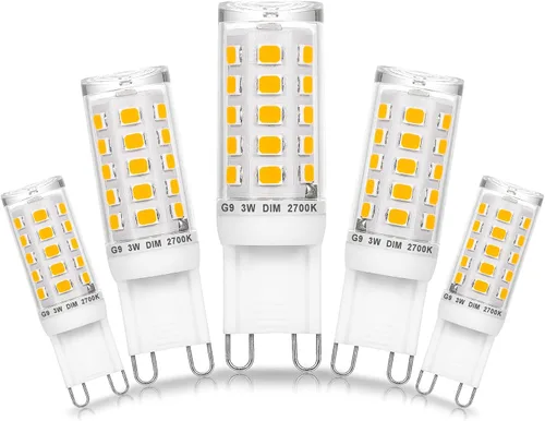 Ziomitus Bombillas LED G9 regulables que reemplazan 30 W, 25 W, 20 W, halógeno, G9, 3 W, 2700 K, blanco cálido, LED T3 T4 transparente, AC120V