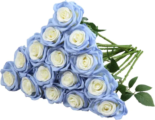 Miniatura 31 de Carlita's Blooms 15 piezas Rosas Falsas Flores Artificiales de Seda Flor Rosa Falsa Tallos Largos Ramo para Arreglo Centro de Mesa de Boda Fiesta