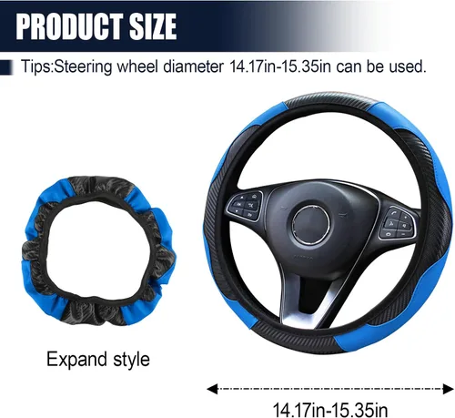 Miniatura 2 de ZIMISI Funda para volante de automóvil, funda antideslizante y transpirable de 15 pulgadas, funda de volante de piel de fibra de carbono