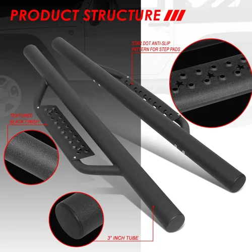 Miniatura 2 de Auto Dynasty Estribos Desplegables Compatibles con Jeep Wrangler/JK 2007-2018 de 2 Puertas, Tubo Redondo de Acero Riel Lateral Escalón Barras Nerf