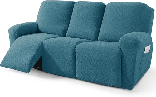Miniatura 32 de ZNSAYOTX 2026 Funda elástica para sillón reclinable de 3 piezas (61 cm-94 cm) Fundas súper suaves para silla reclinable con bolsillo grande y lazos