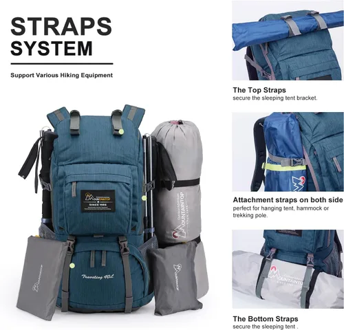 Miniatura 8 de Mochila de senderismo de 40 L de Mountaintop, mochila ligera de viaje para hombres y mujeres, mochila para acampar al aire libre y hacer senderismo