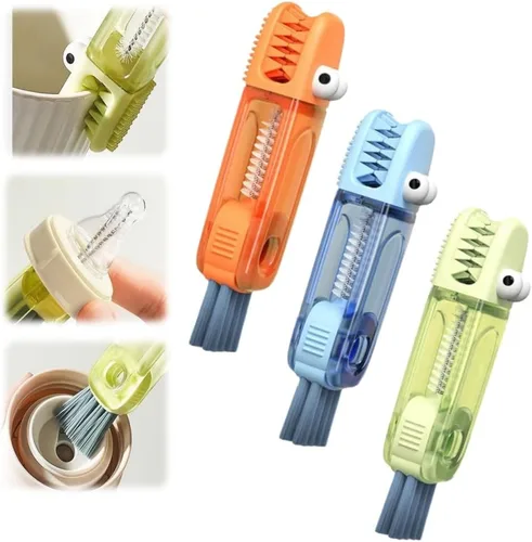 Miniatura 15 de Limpiador de Tapas de Tazas Multifuncional 3 en 1 - Juego de Cepillos de Limpieza para Hendiduras para Espacios Estrechos, Biberones y Más - A3