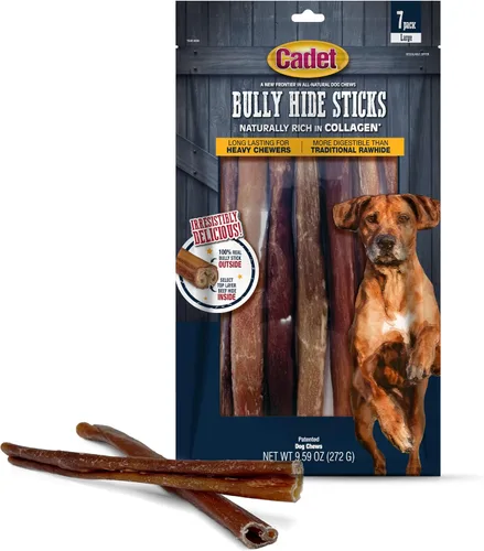 Cadet Nervio de toro para perros grandes, 100% pizzle de res natural, masticables de ingredientes limitados y larga duración para perros que muerden
