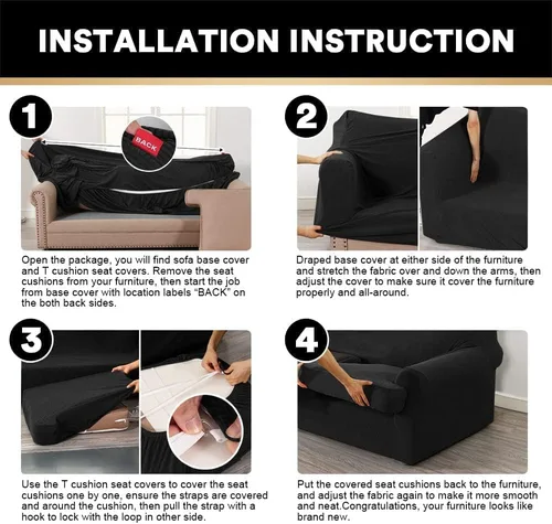 Miniatura 7 de Fundas elásticas para sofá de gama alta con fundas de cojín de asiento en T separadas, fundas de sofá jacquard de elastano, protector de muebles