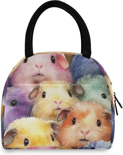Guinea Pig Watercolor Adjustable Lunch Bags for Girls Big Lunch Bags for Women Camping bolso para comida de mujer
