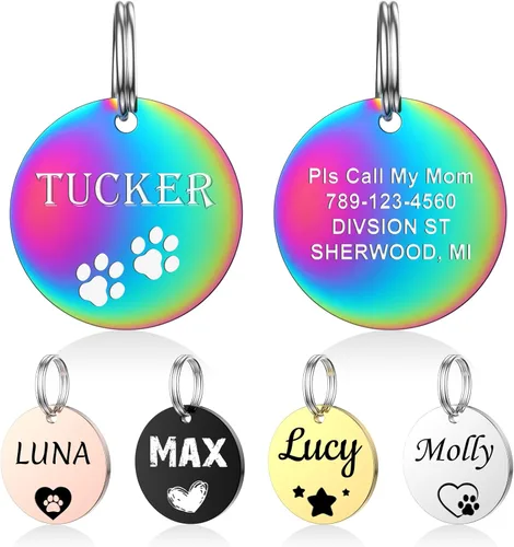 Miniatura 11 de YEHANTI Etiquetas de perro personalizadas grabadas para mascotas, placa de acero inoxidable personalizada para perros y gatos con varios iconos Hueso