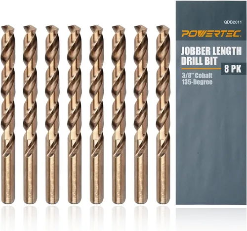 Miniatura 12 de POWERTEC Brocas de cobalto de 1/16 pulgadas, paquete de 12 unidades, 1-3/4 pulgadas de longitud, brocas M35 HSS Jobber con punta de 135°