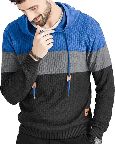 Miniatura 3 de Zaitun - Sudadera de punto con capucha para hombre, de manga larga, color liso, suéter con capucha